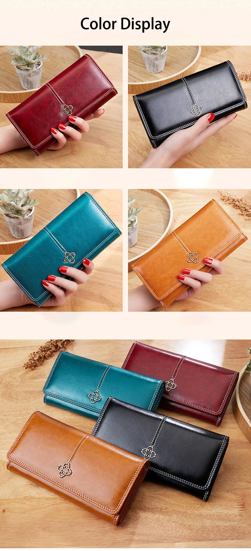 Cartera de cuero para mujer, billetera larga de lujo, a la moda, | Accesorios de moda · Omeda.es - Imagen 4