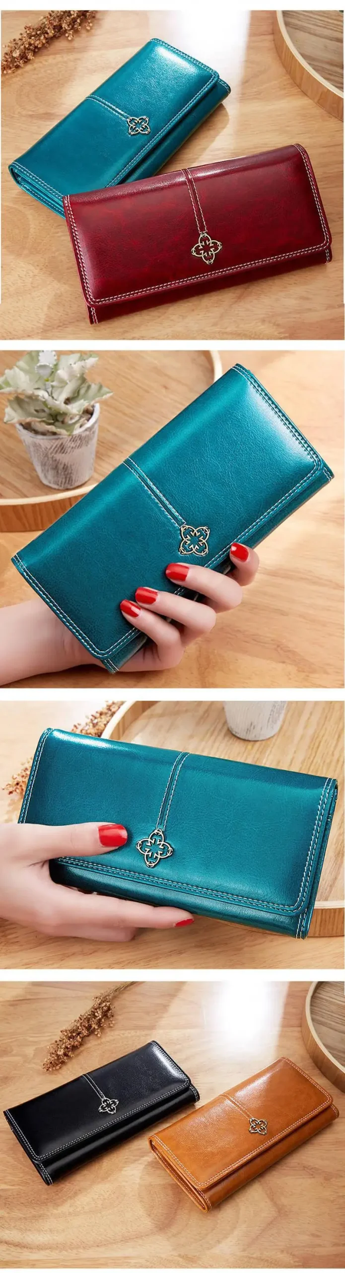 Cartera de cuero para mujer, billetera larga de lujo, a la moda, | Accesorios de moda · Omeda.es - Imagen 6