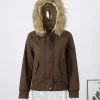 Chaqueta Bomber con capucha y Cuello de piel para mujer, abrigo de | Ropa de mujer · Omeda.es