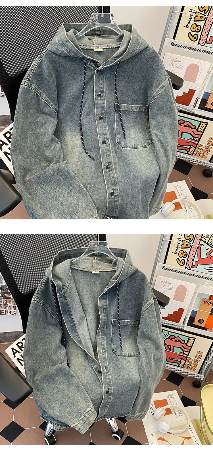 Chaqueta vaquera azul para hombre, abrigos versátiles holgados | Ropa de hombre · Omeda.es - Imagen 4