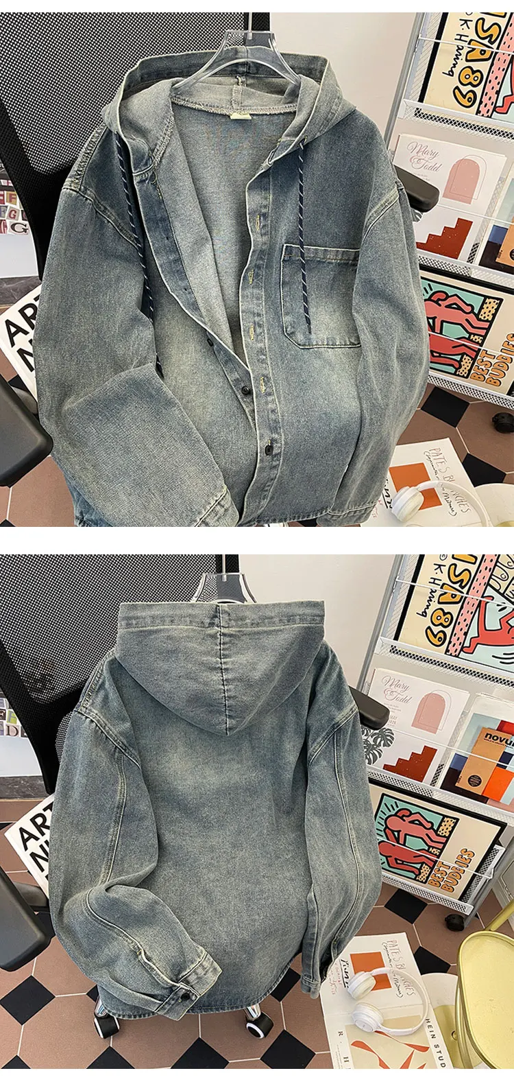 Chaqueta vaquera azul para hombre, abrigos versátiles holgados | Ropa de hombre · Omeda.es - Imagen 5