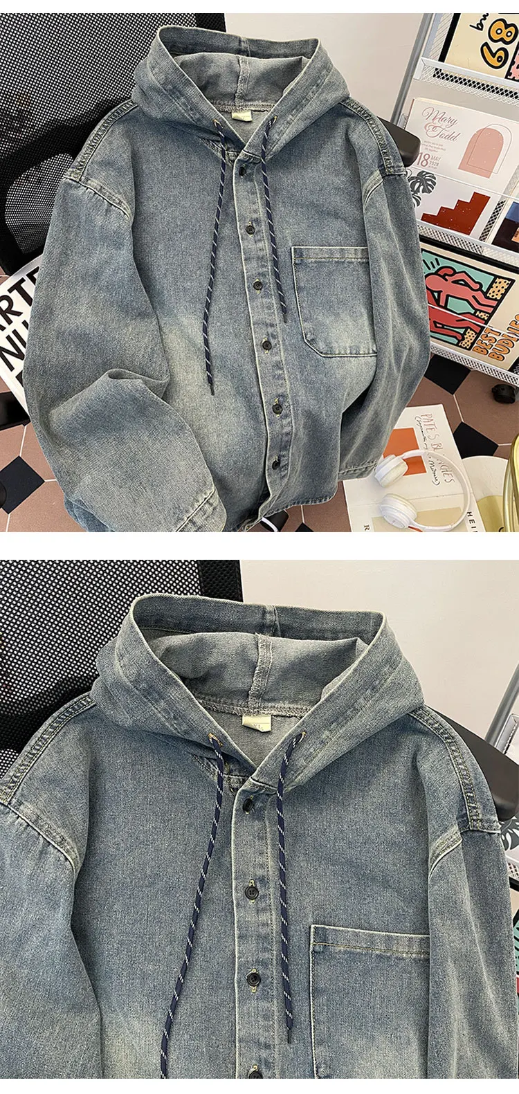 Chaqueta vaquera azul para hombre, abrigos versátiles holgados | Ropa de hombre · Omeda.es - Imagen 7