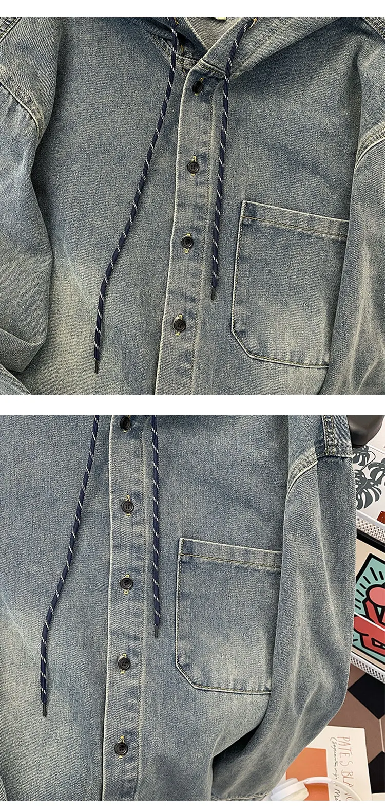 Chaqueta vaquera azul para hombre, abrigos versátiles holgados | Ropa de hombre · Omeda.es - Imagen 8