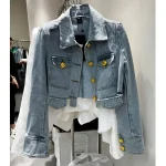 Chaqueta vaquera de manga larga para mujer, abrigo corto ajustado de | Ropa de mujer · Omeda.es