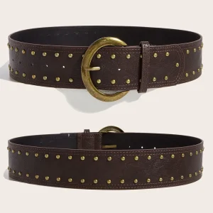 Cinturón ancho de gama alta para mujer, cinturón minimalista marrón, | Accesorios de moda · Omeda.es