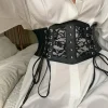 Cinturón de corsé con cordones negro elegante: cintura ancha elástica | Accesorios de moda · Omeda.es