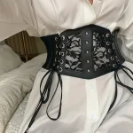 Cinturón de corsé con cordones negro elegante: cintura ancha elástica | Accesorios de moda · Omeda.es