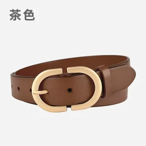 Cinturón de cuero genuino con diseño de letras para mujer, accesorio | Accesorios de moda · Omeda.es