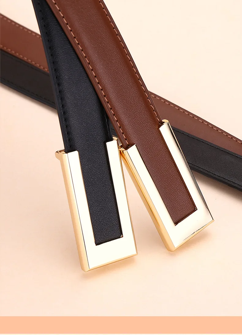 Cinturón de cuero genuino para mujer; cinturón de moda de piel de | Accesorios de moda · Omeda.es - Imagen 10