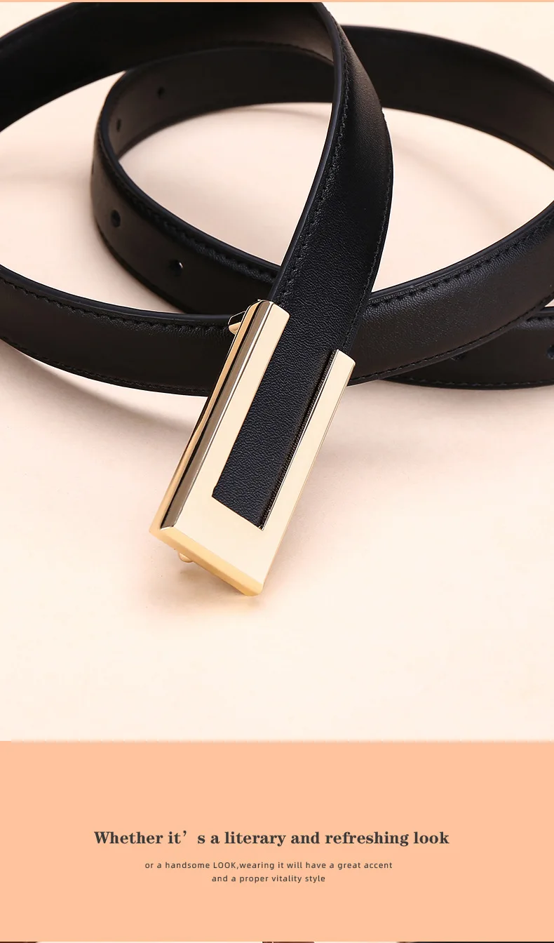 Cinturón de cuero genuino para mujer; cinturón de moda de piel de | Accesorios de moda · Omeda.es - Imagen 11