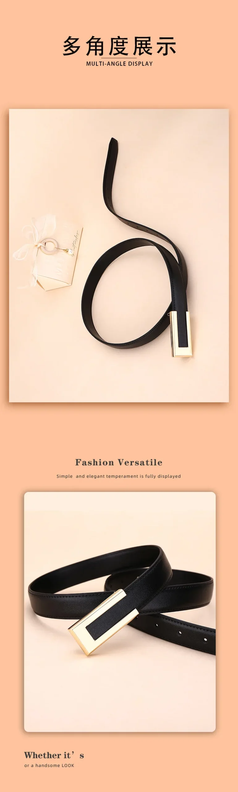 Cinturón de cuero genuino para mujer; cinturón de moda de piel de | Accesorios de moda · Omeda.es - Imagen 12