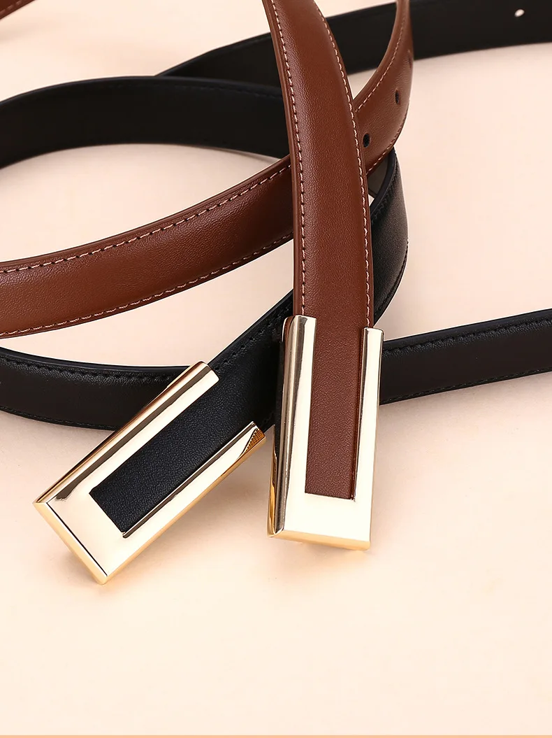 Cinturón de cuero genuino para mujer; cinturón de moda de piel de | Accesorios de moda · Omeda.es - Imagen 6