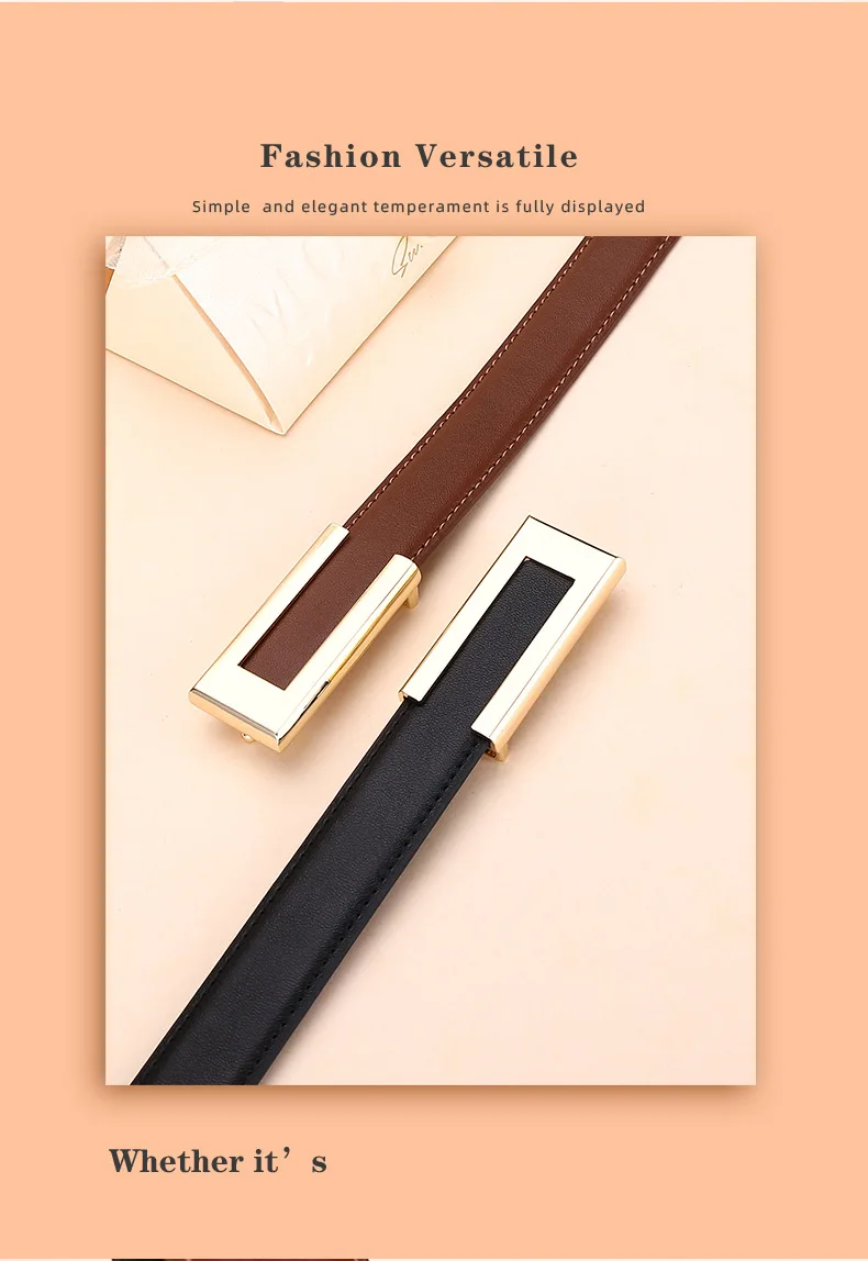 Cinturón de cuero genuino para mujer; cinturón de moda de piel de | Accesorios de moda · Omeda.es - Imagen 8