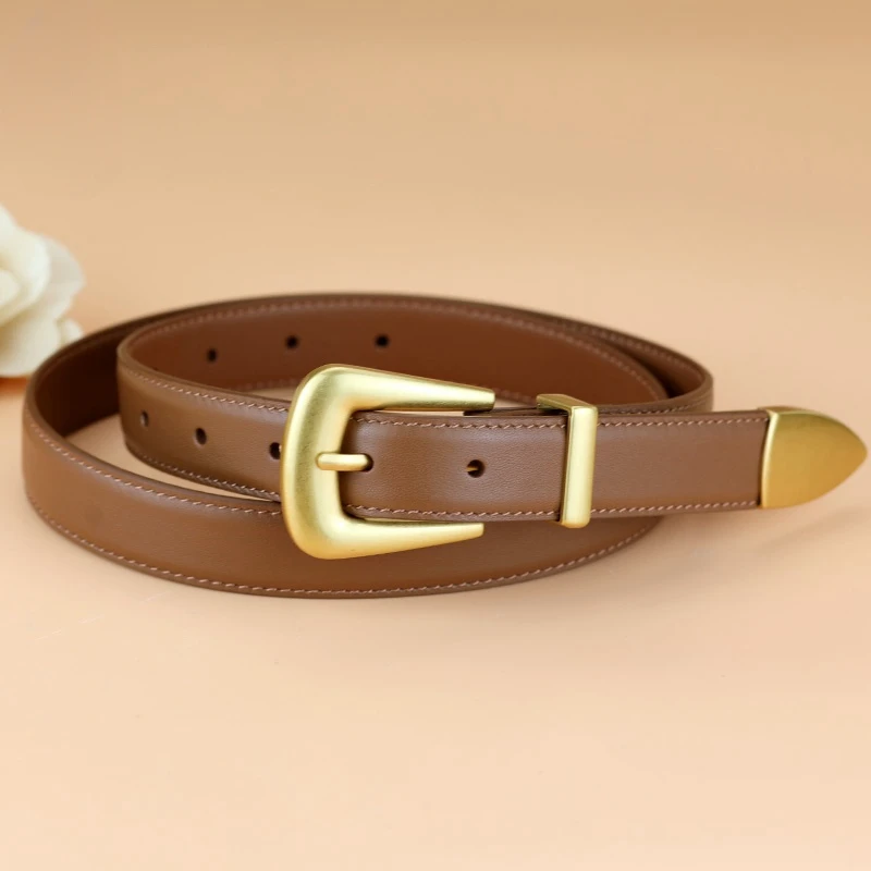 Cinturón de cuero genuino para mujer, cuero burdeos con hebilla de | Accesorios de moda · Omeda.es - Imagen 3