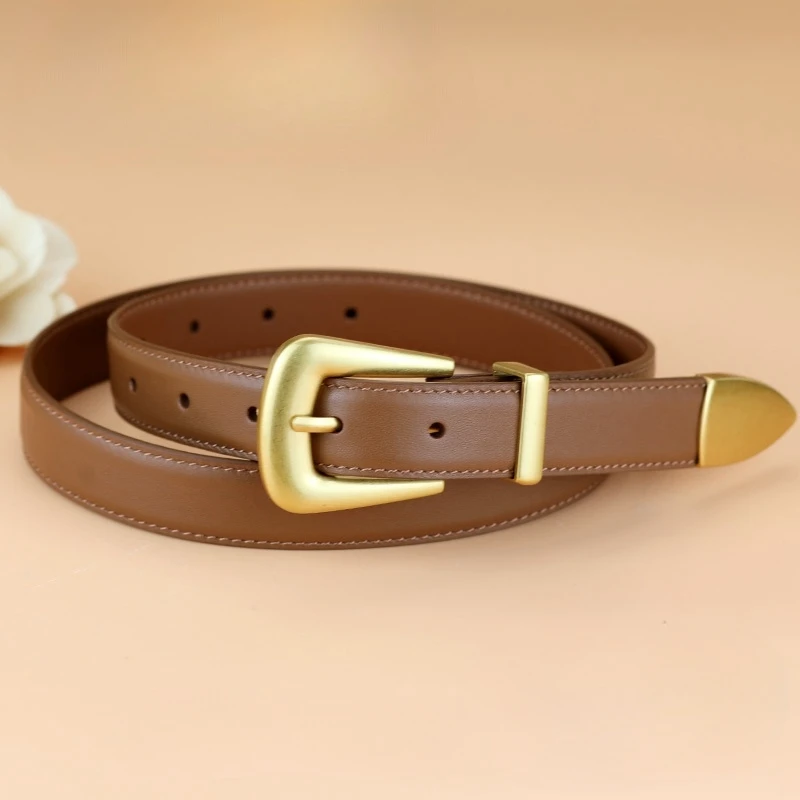 Cinturón de cuero genuino para mujer, cuero burdeos con hebilla de | Accesorios de moda · Omeda.es - Imagen 5