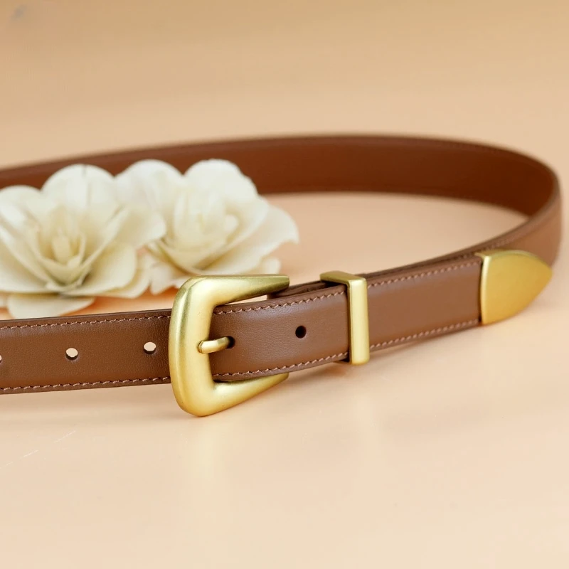 Cinturón de cuero genuino para mujer, cuero burdeos con hebilla de | Accesorios de moda · Omeda.es - Imagen 6