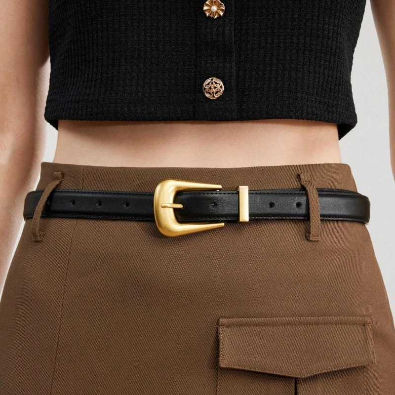 Cinturón de cuero genuino para mujer, cuero burdeos con hebilla de | Accesorios de moda · Omeda.es - Imagen 7