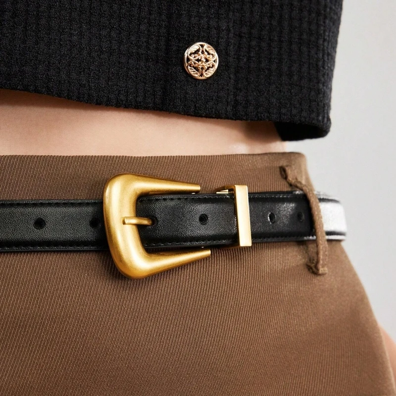 Cinturón de cuero genuino para mujer, cuero burdeos con hebilla de | Accesorios de moda · Omeda.es - Imagen 9