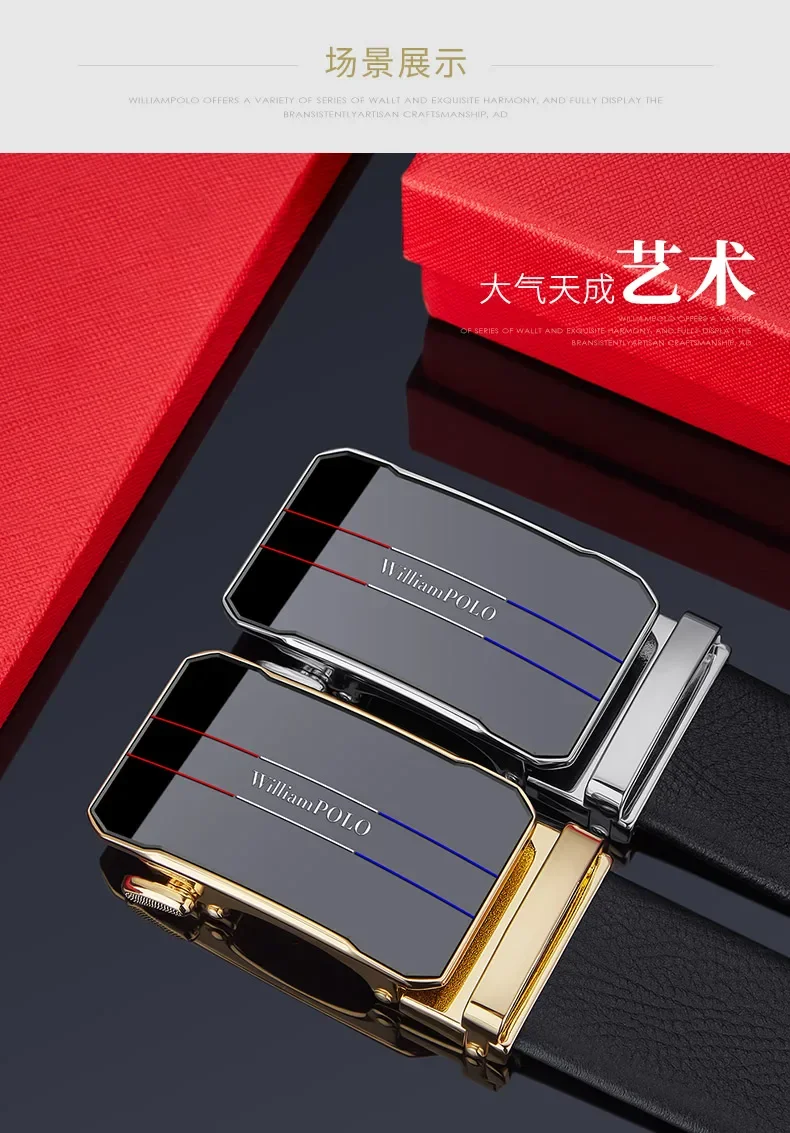 Cinturón de cuero con hebilla automática para hombre, cinturón de | Accesorios de moda · Omeda.es - Imagen 14