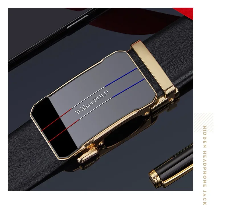 Cinturón de cuero con hebilla automática para hombre, cinturón de | Accesorios de moda · Omeda.es - Imagen 15