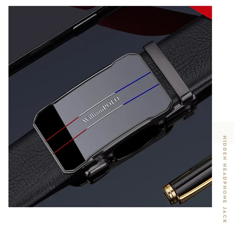 Cinturón de cuero con hebilla automática para hombre, cinturón de | Accesorios de moda · Omeda.es - Imagen 17