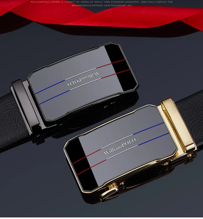 Cinturón de cuero con hebilla automática para hombre, cinturón de | Accesorios de moda · Omeda.es - Imagen 2