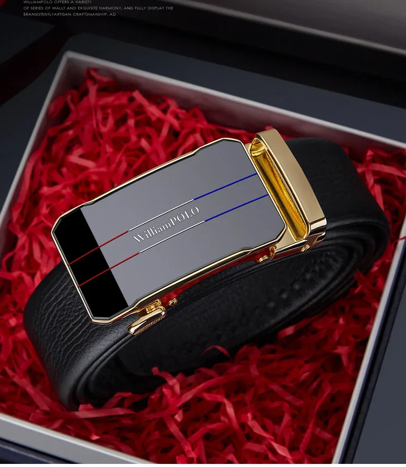 Cinturón de cuero con hebilla automática para hombre, cinturón de | Accesorios de moda · Omeda.es - Imagen 3