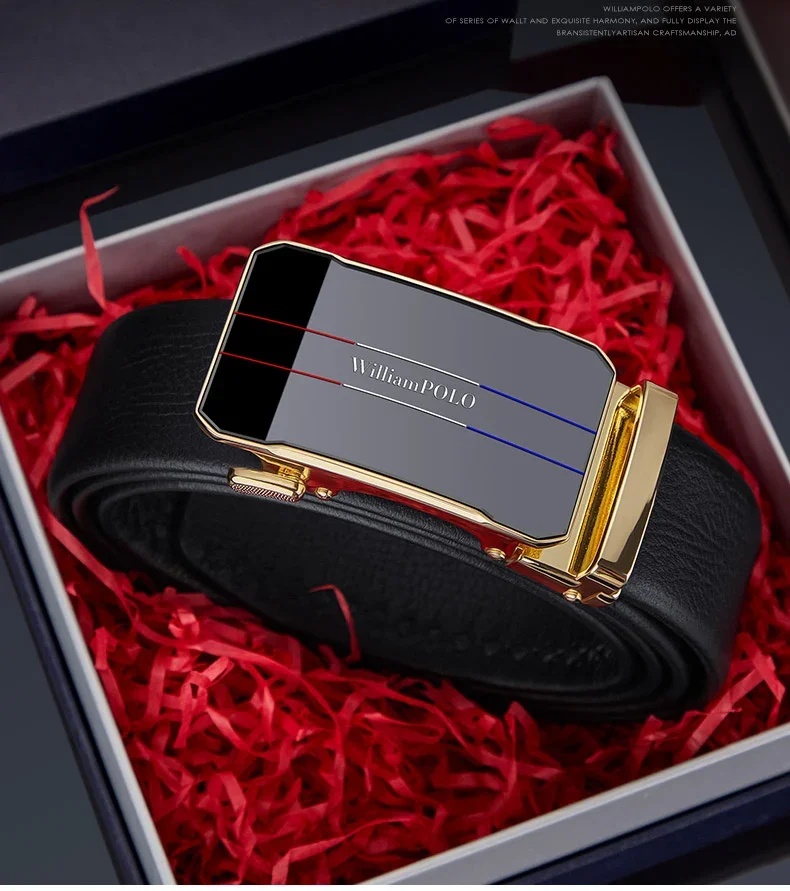 Cinturón de cuero con hebilla automática para hombre, cinturón de | Accesorios de moda · Omeda.es - Imagen 4