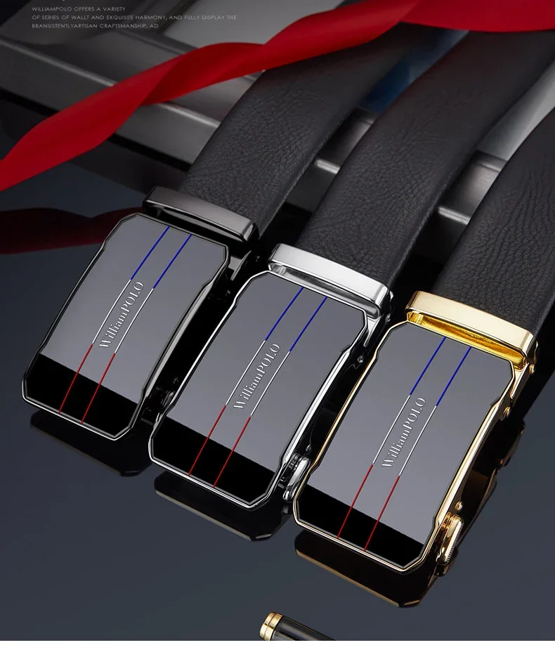 Cinturón de cuero con hebilla automática para hombre, cinturón de | Accesorios de moda · Omeda.es - Imagen 5