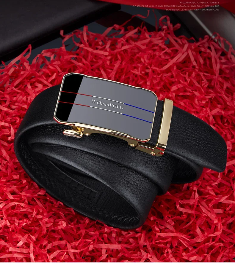 Cinturón de cuero con hebilla automática para hombre, cinturón de | Accesorios de moda · Omeda.es - Imagen 6