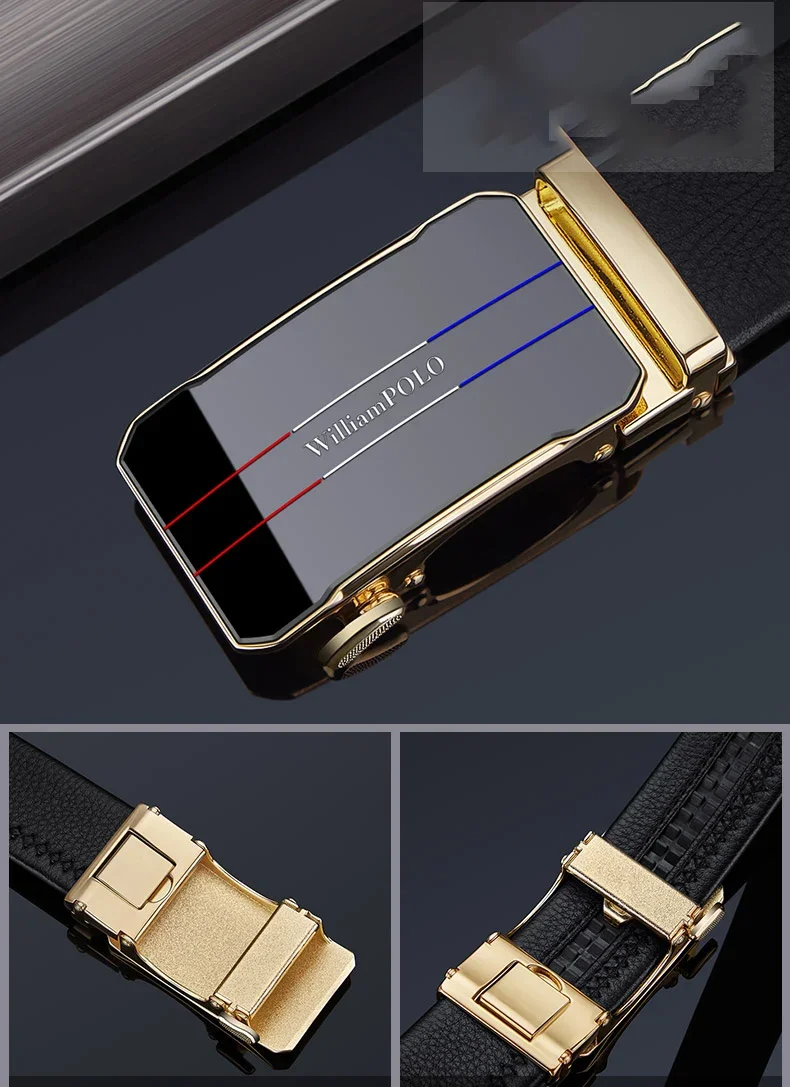 Cinturón de cuero con hebilla automática para hombre, cinturón de | Accesorios de moda · Omeda.es - Imagen 7