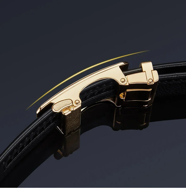 Cinturón de cuero con hebilla automática para hombre, cinturón de | Accesorios de moda · Omeda.es - Imagen 8