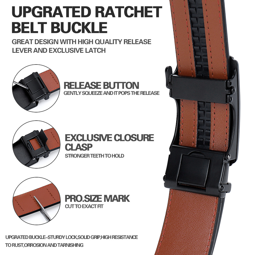 Cinturón de cuero para hombre, cinturón con hebilla automática, | Accesorios de moda · Omeda.es - Imagen 9