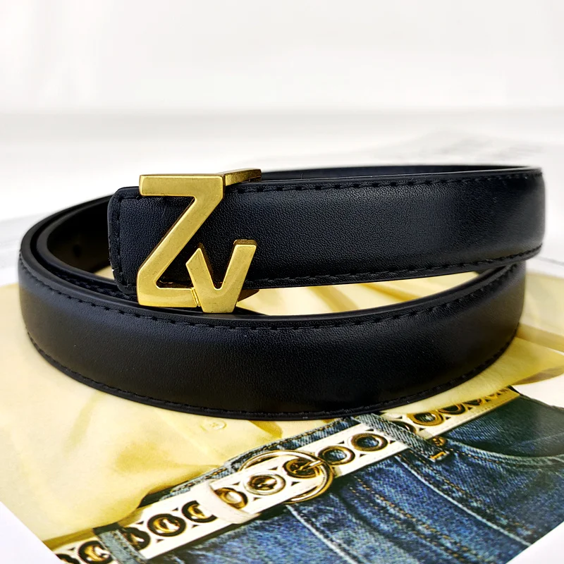 Cinturón de mujer con hebilla zv, lujo ligero, simple y de alta gama, | Accesorios de moda · Omeda.es - Imagen 5