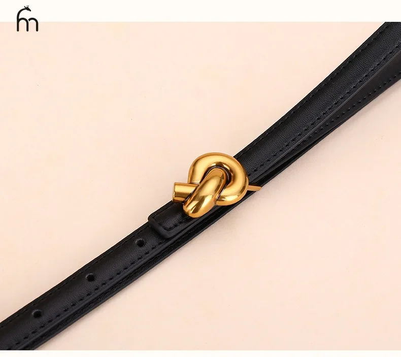 Cinturón con nudo de cuero auténtico para mujer, cinturón de moda con | Accesorios de moda · Omeda.es - Imagen 10