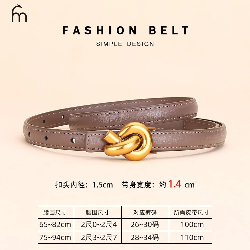 Cinturón con nudo de cuero auténtico para mujer, cinturón de moda con | Accesorios de moda · Omeda.es - Imagen 5