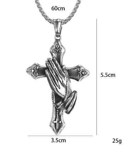 Collar para hombre estilo Retro nacional mano de oración cruz de | Accesorios de moda · Omeda.es - Imagen 2