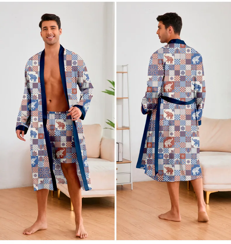 Conjunto de Albornoz de leopardo para hombre, 2 piezas, Kimono de | Ropa de hombre · Omeda.es - Imagen 13
