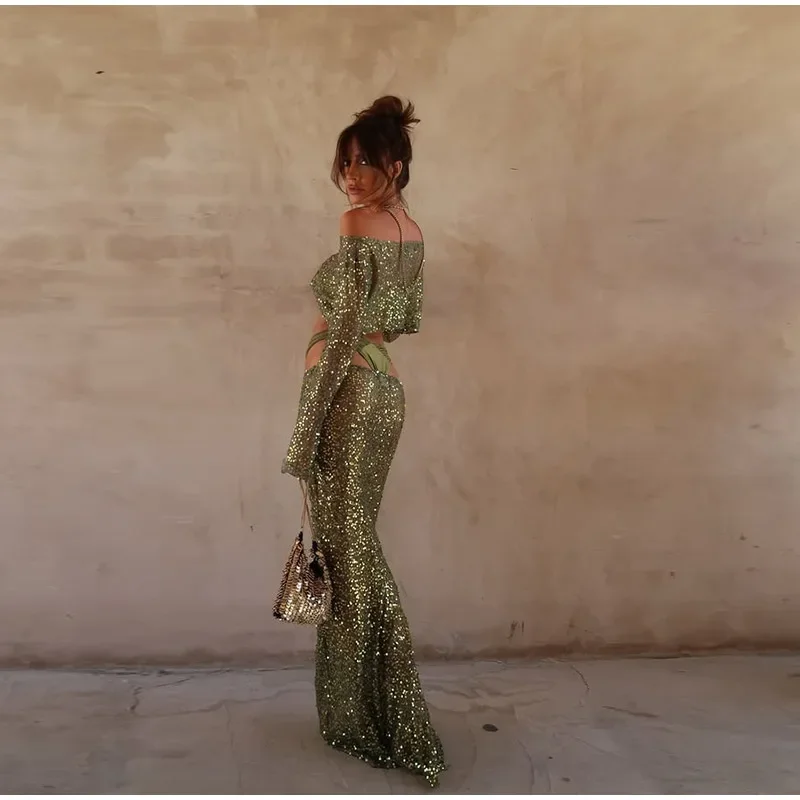 Conjunto de falda larga con Top corto de lentejuelas para mujer, Tops | Ropa de mujer · Omeda.es - Imagen 3