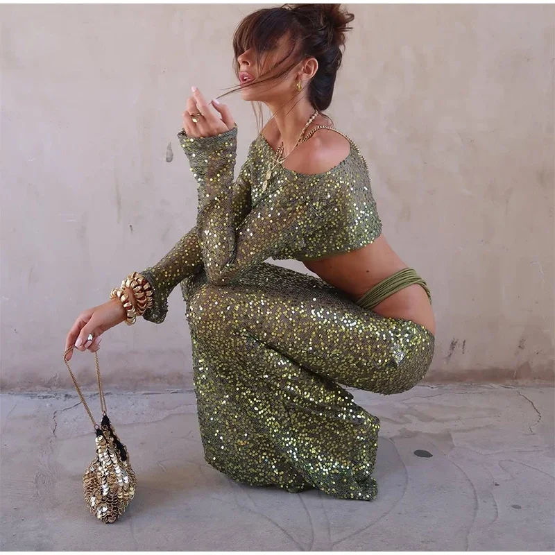 Conjunto de falda larga con Top corto de lentejuelas para mujer, Tops | Ropa de mujer · Omeda.es - Imagen 6