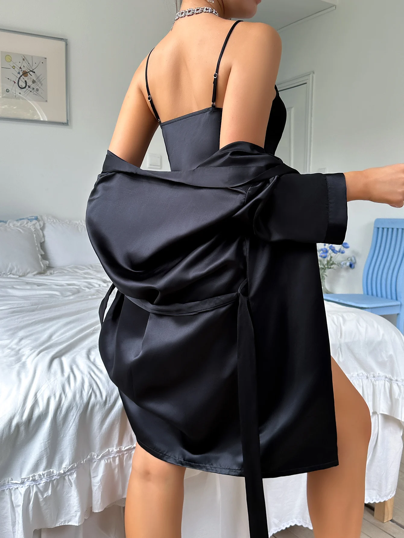 Conjunto de pijama de satén para mujer, bata acogedora con falda | Ropa de mujer · Omeda.es - Imagen 11