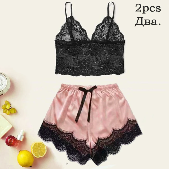 Conjunto de pijama de satén para mujer, lencería Sexy rosa, bata de | Ropa de mujer · Omeda.es - Imagen 12