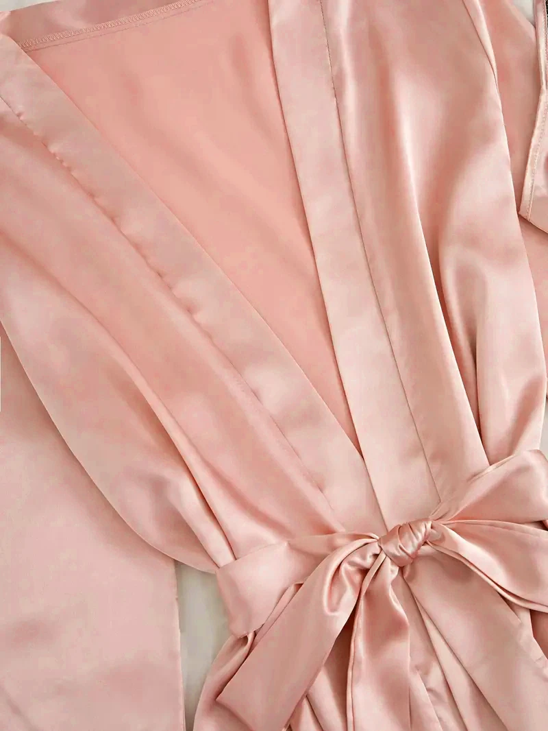 Conjunto de pijama de satén para mujer, lencería Sexy rosa, bata de | Ropa de mujer · Omeda.es - Imagen 5