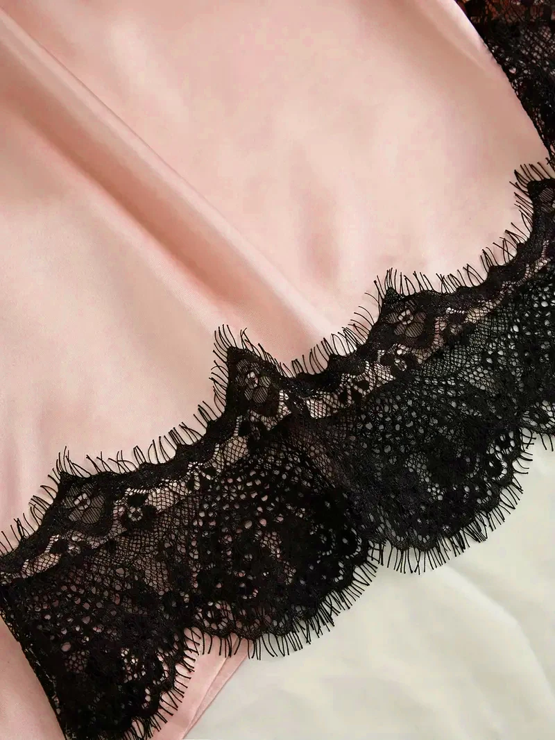 Conjunto de pijama de satén para mujer, lencería Sexy rosa, bata de | Ropa de mujer · Omeda.es - Imagen 7
