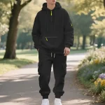 Conjunto de sudadera con capucha de lana para hombre, Color sólido, | Ropa de hombre · Omeda.es