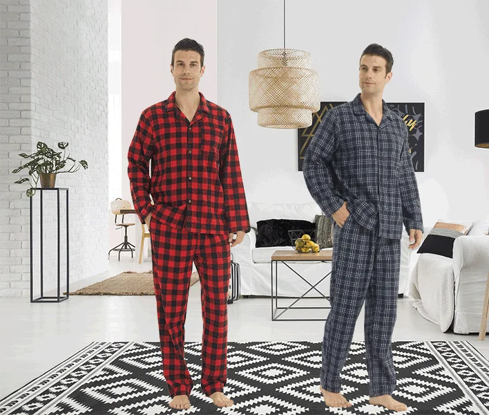 Conjuntos de pijamas de franela para hombre, pijamas a cuadros de | Ropa de hombre · Omeda.es - Imagen 3