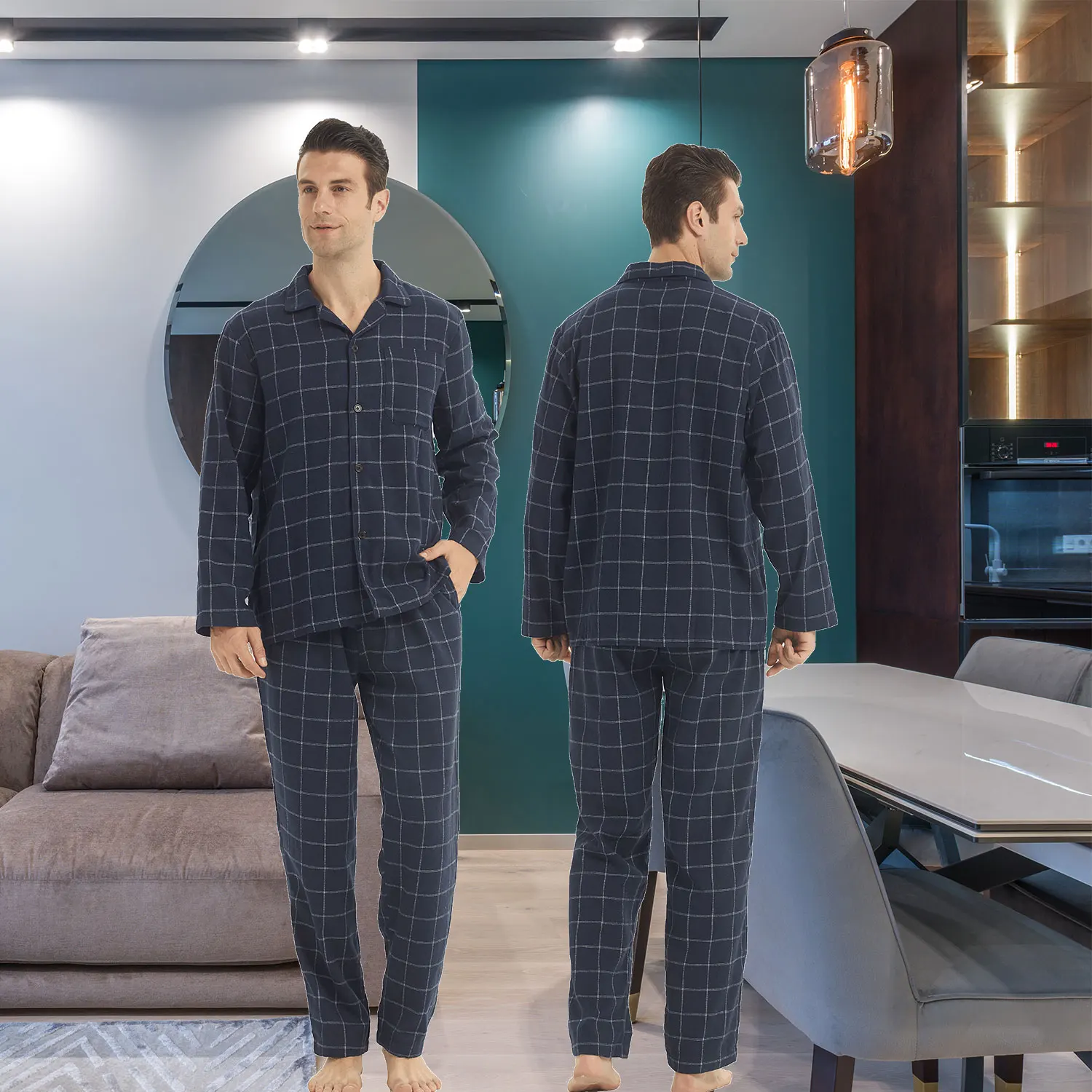 Conjuntos de pijamas de franela para hombre, pijamas a cuadros de | Ropa de hombre · Omeda.es - Imagen 5