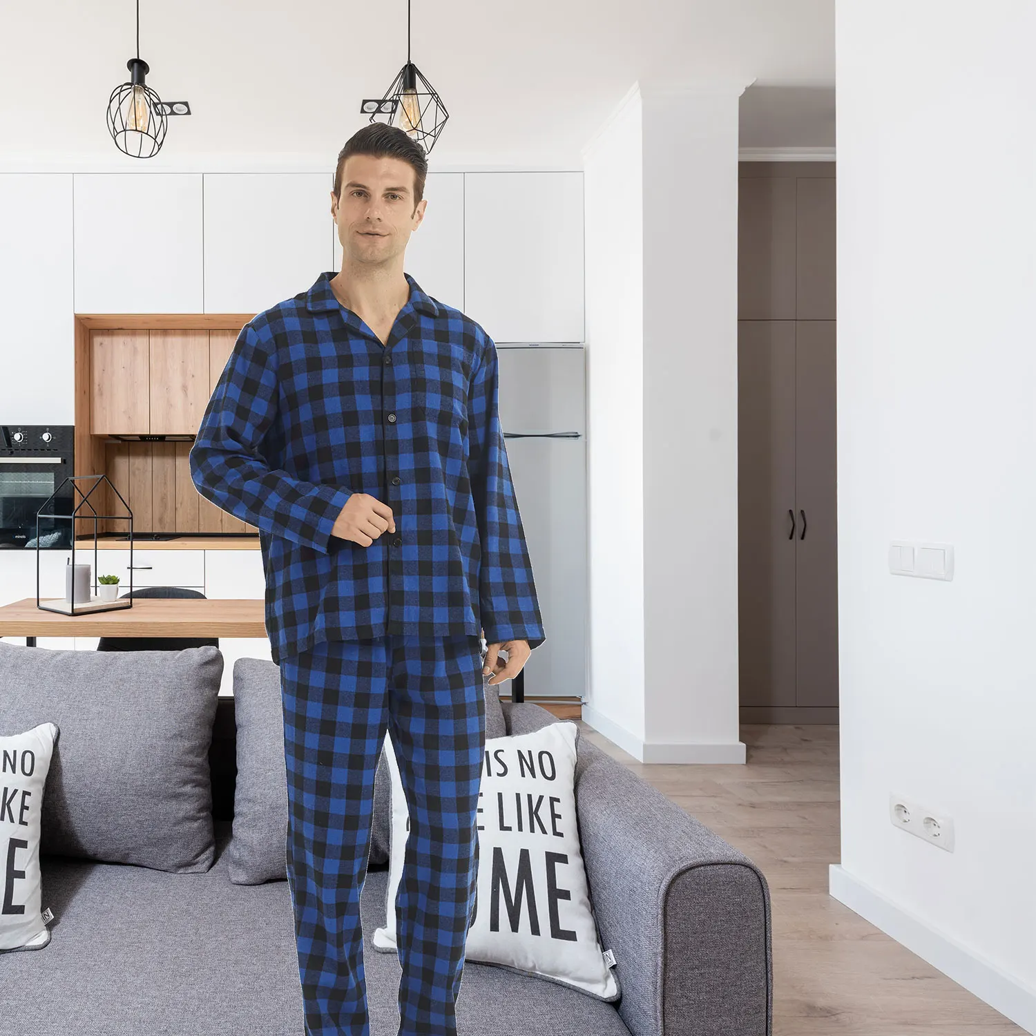 Conjuntos de pijamas de franela para hombre, pijamas a cuadros de | Ropa de hombre · Omeda.es - Imagen 6