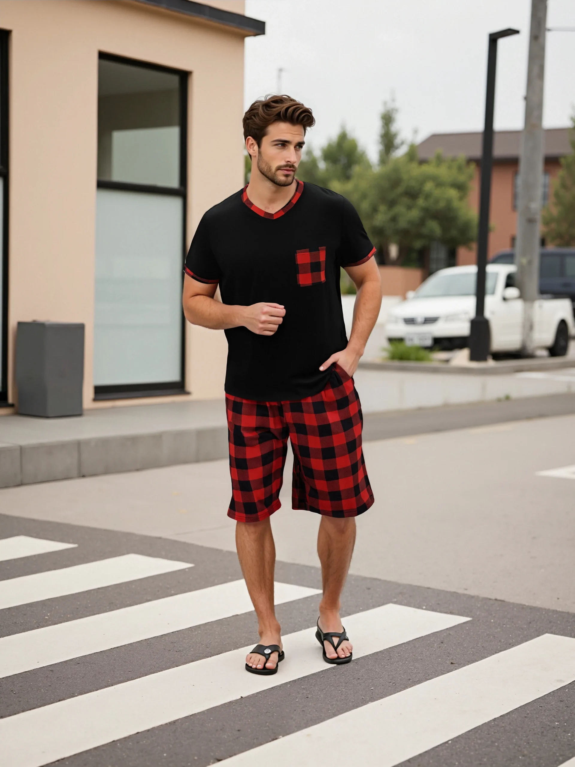 Conjuntos de pijamas para hombre, pijamas a cuadros de manga corta | Ropa de hombre · Omeda.es - Imagen 6