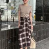 Falda Midi a cuadros para mujer, moda informal plisada Irregular de | Ropa de mujer · Omeda.es